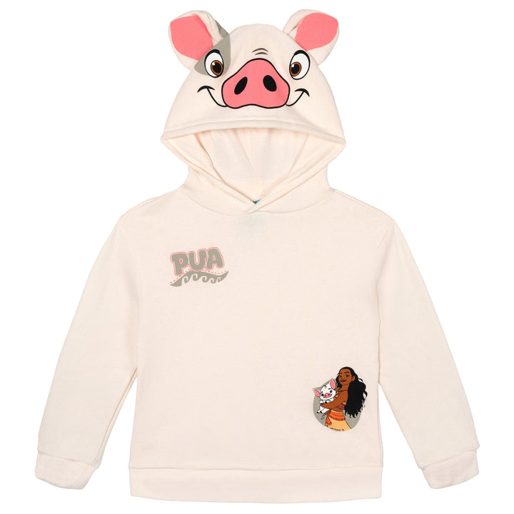 Disney Moana Pua Girls' Cosplay Fleece Pullover Hoodie Off White