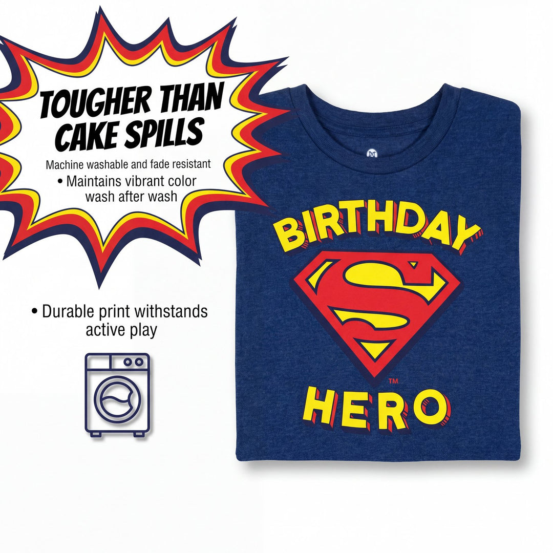 DC Comics Justice League Superman Boys' Short Sleeve T-Shirt Navy Birthday