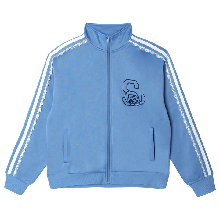 Lilo & Stitch Women's Athletic Zip-Up Track Jacket Light Blue