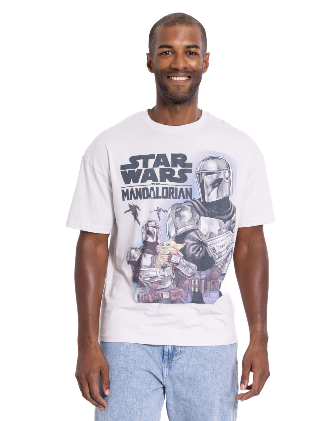 Star Wars The Mandalorian Men's Short Sleeve T-Shirt Mando Vapor Blue