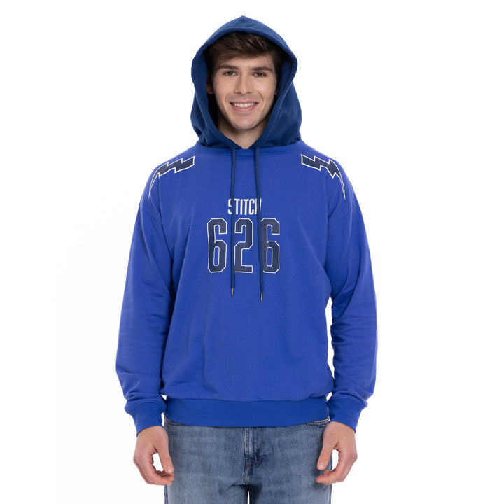 Lilo & Stitch Men's French Terry Drop Shoulder Pullover Hoodie Royal Navy