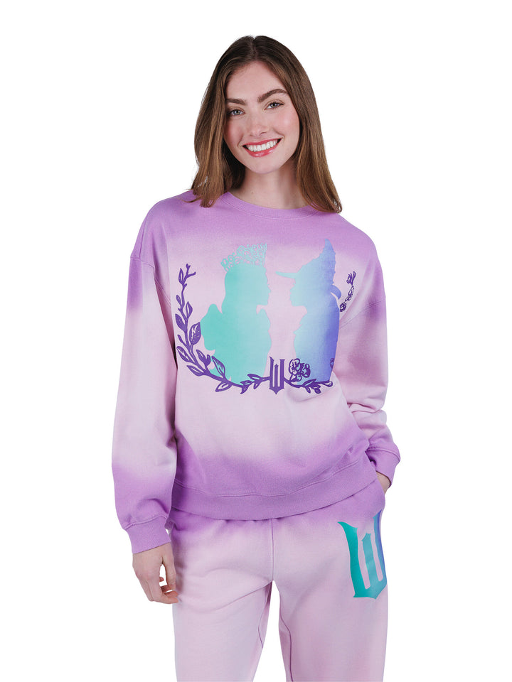 Wicked Women's Fleece Crewneck Pullover Glinda Elphaba Purple