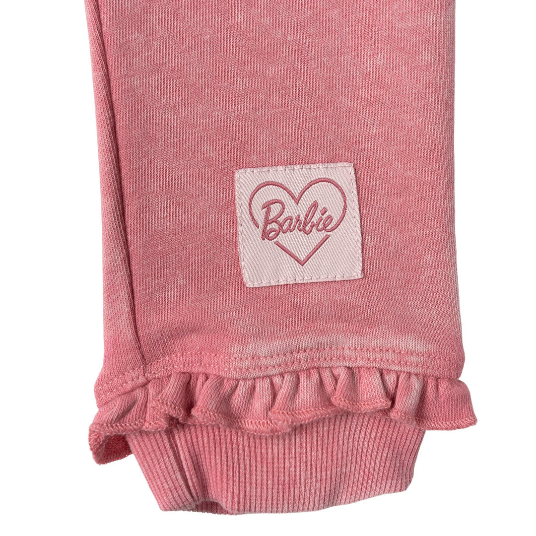 Barbie Girls' 2-Piece Fleece Sweatshirt and Joggers Set Pink Cloud Wash