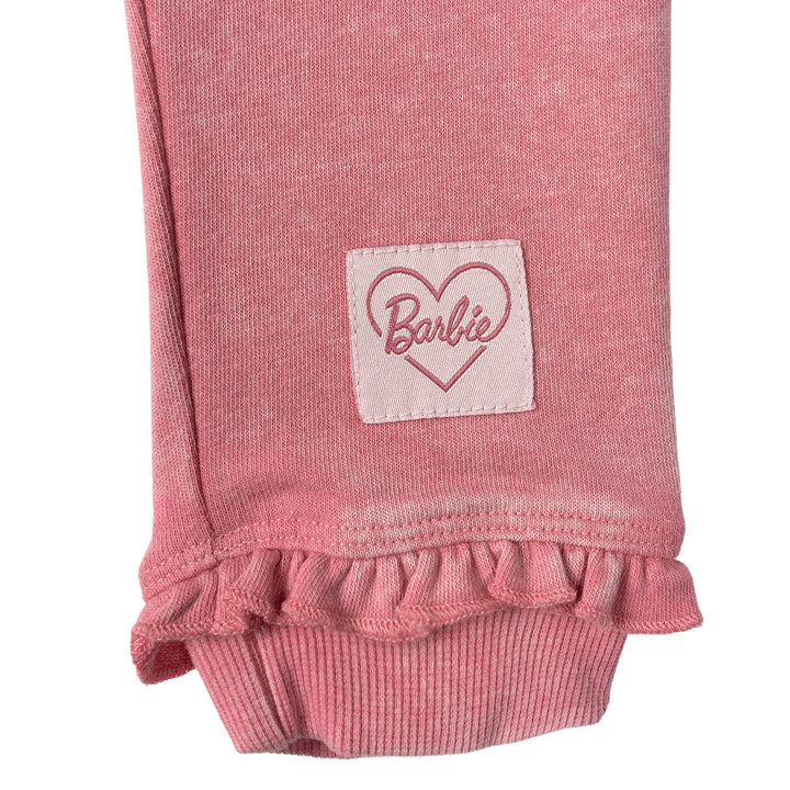 Barbie Girls' 2-Piece Fleece Sweatshirt and Joggers Set Pink Cloud Wash
