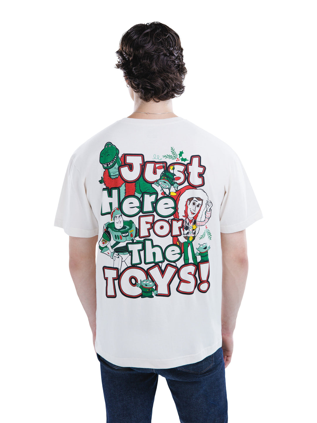 Disney Toy Story Men's Holiday Short Sleeve T-Shirt Oatmeal
