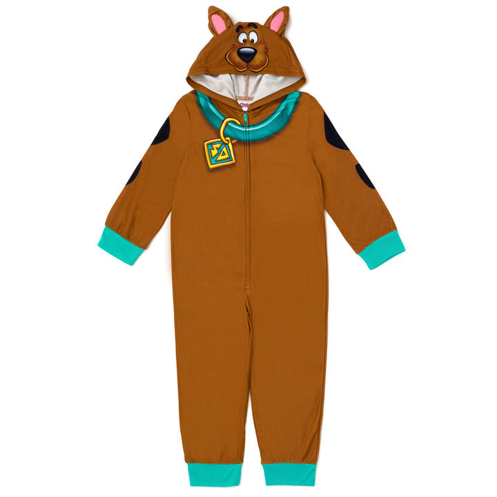 Scooby-Doo Cosplay Fleece Hooded One Piece Pajama Brown