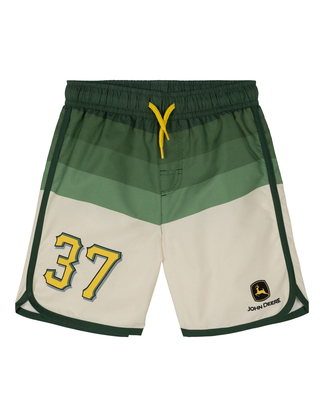 John Deere Boys' 2-Piece Rash Guard and Swim Trunks Set Ivory Dark Green