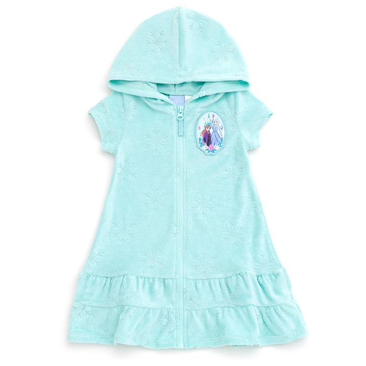 Frozen Girls' Hooded Swimwear Cover Up Anna Elsa Aqua