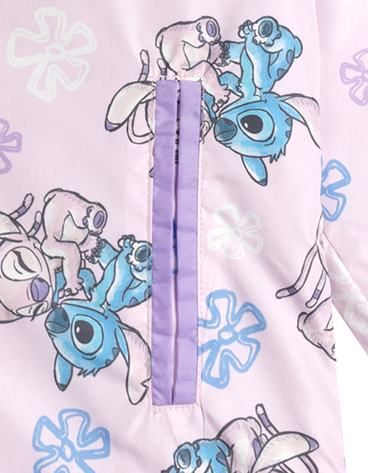 Lilo & Stitch Girls' Fleece Lined Hooded Rain Jacket