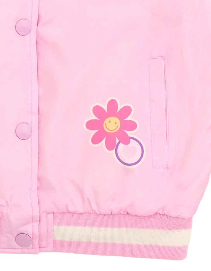 Disney Princess Girls' Varsity Bomber Jacket Pastel Pink