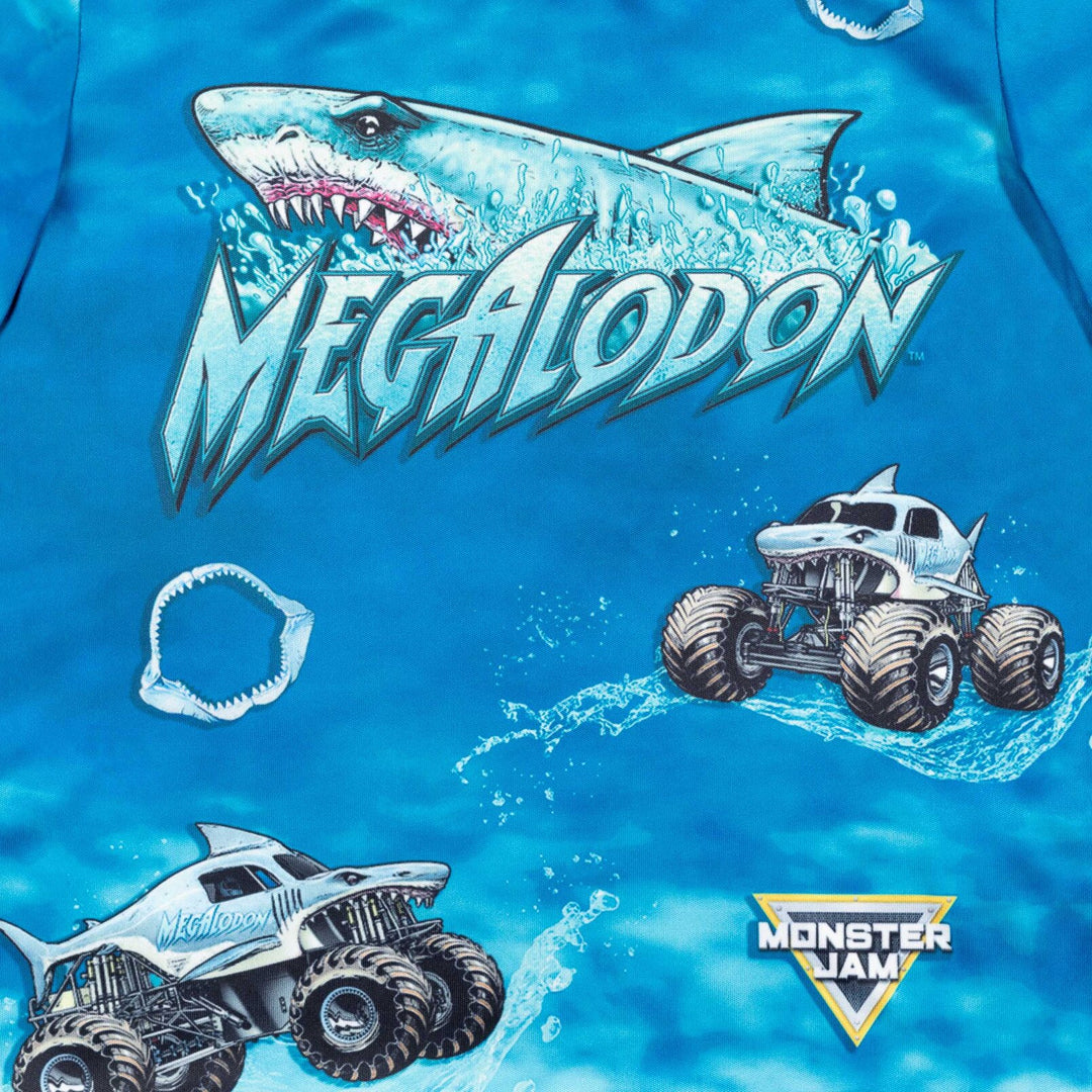 Monster Jam Megalodon Boys' Athletic Short Sleeve T-Shirt Ocean Blue