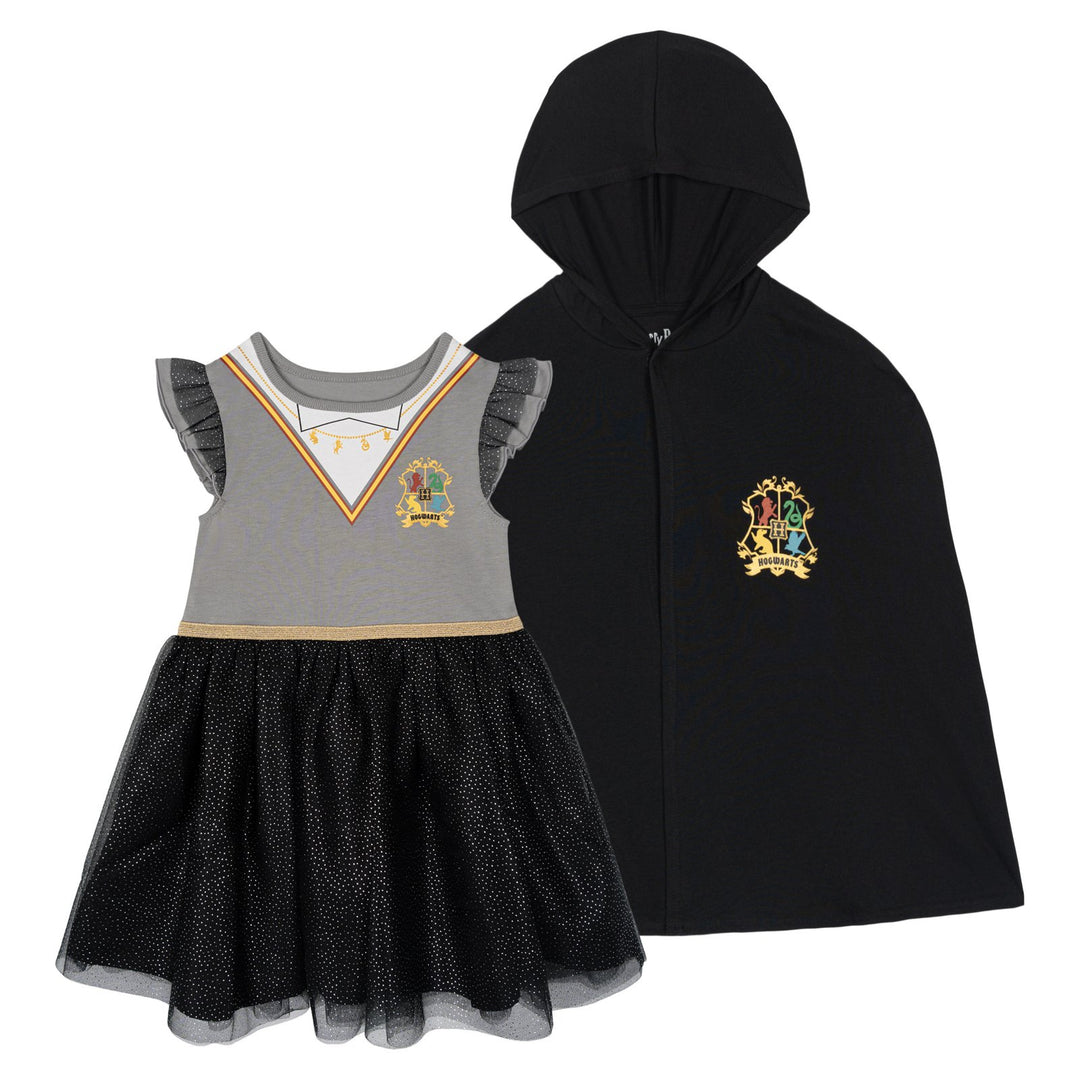 Harry Potter Hermione Girls' Cosplay Tutu Dress and Cape Set Charcoal Black