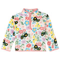 John Deere Girls' Fleece Quarter-Zip Sweatshirt Floral Tractor Print