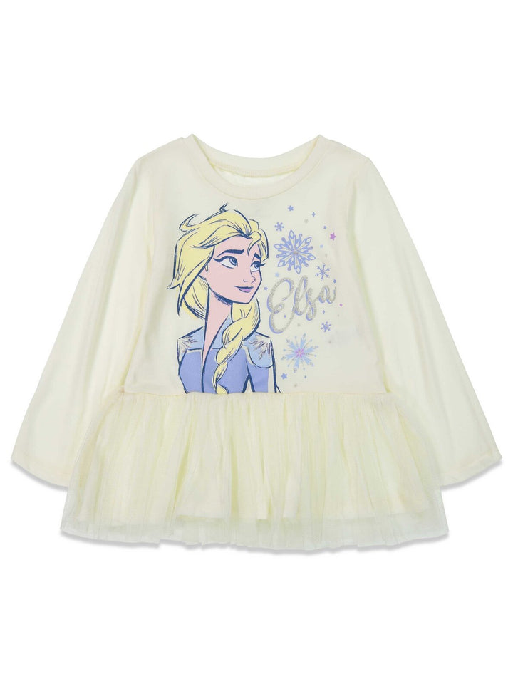 Frozen Queen Elsa Girls' 2-Piece Tutu Top and Leggings Set Ivory Ombre