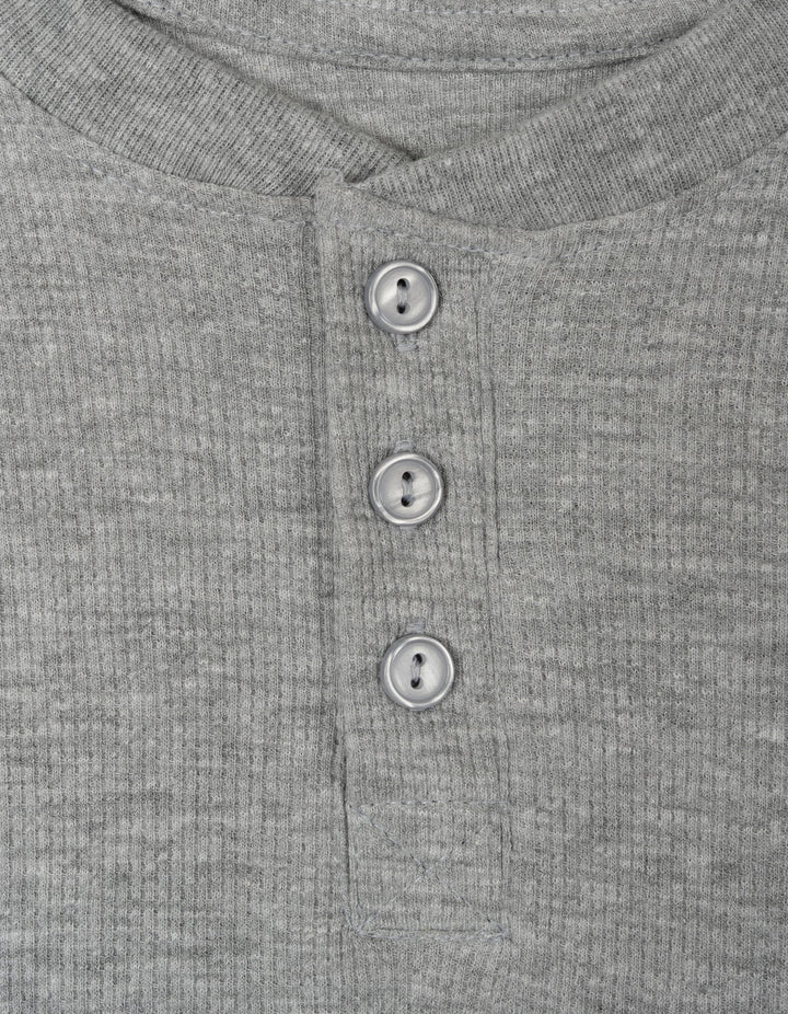 John Deere Boys' Waffle Knit Henley Shirt Athletic Heather Grey