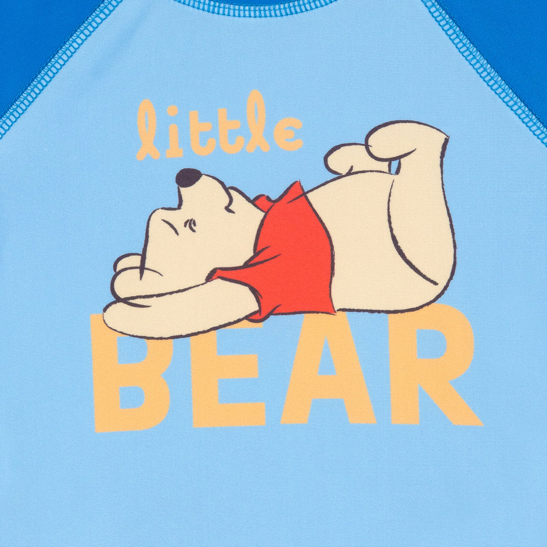 Disney Winnie the Pooh Swimwear 2-Piece Rash Guard and Swim Trunks Set Navy Blue