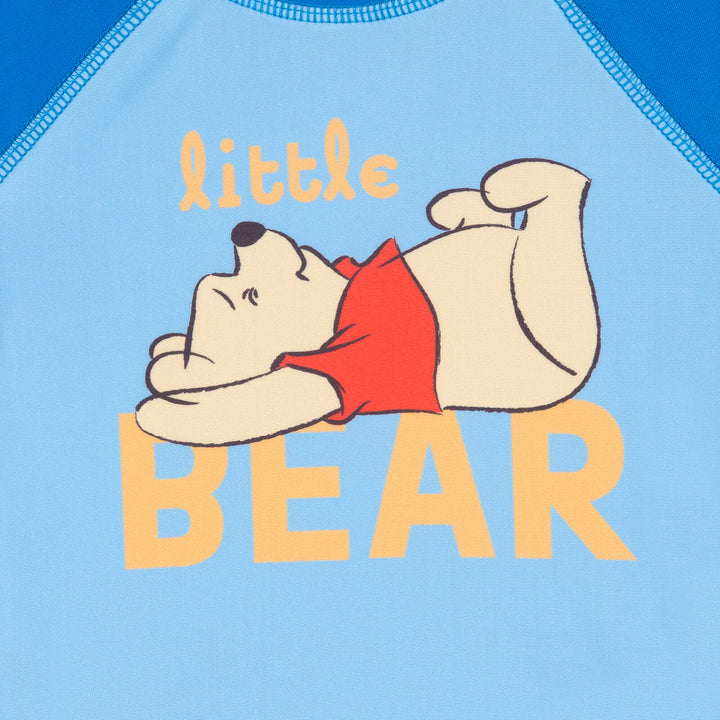 Disney Winnie the Pooh Swimwear 2-Piece Rash Guard and Swim Trunks Set Navy Blue