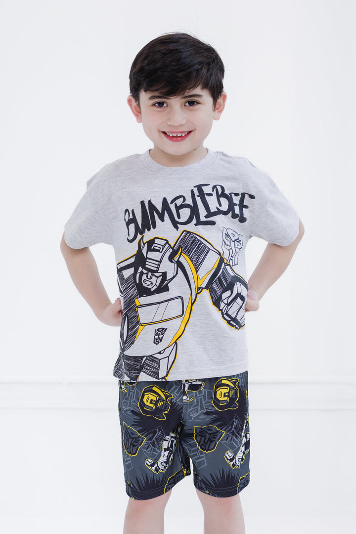 Transformers Bumblebee Boys' Athletic 2-Piece T-Shirt and Shorts Set Gray