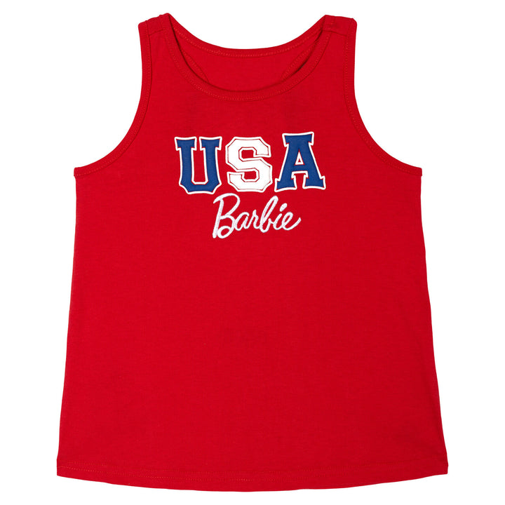 Barbie Girls' 2-Piece Sleeveless Tank Top and Shorts Set Red Navy Stripe