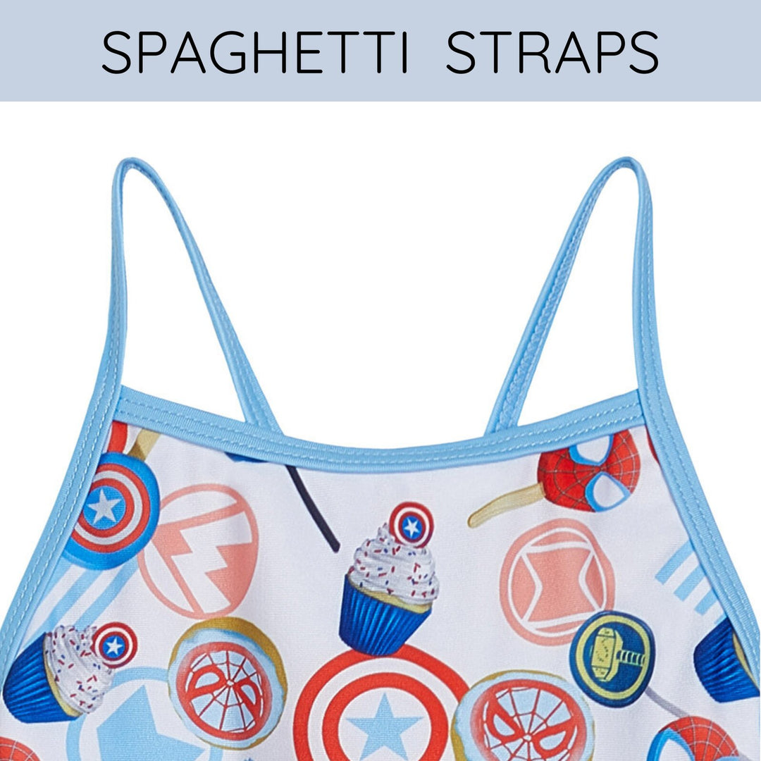Marvel Comics Girls' One Piece Swimwear Blue White