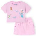 Frozen Girls' 2-Piece Mineral Wash Tee and Skort Set Purple Elsa