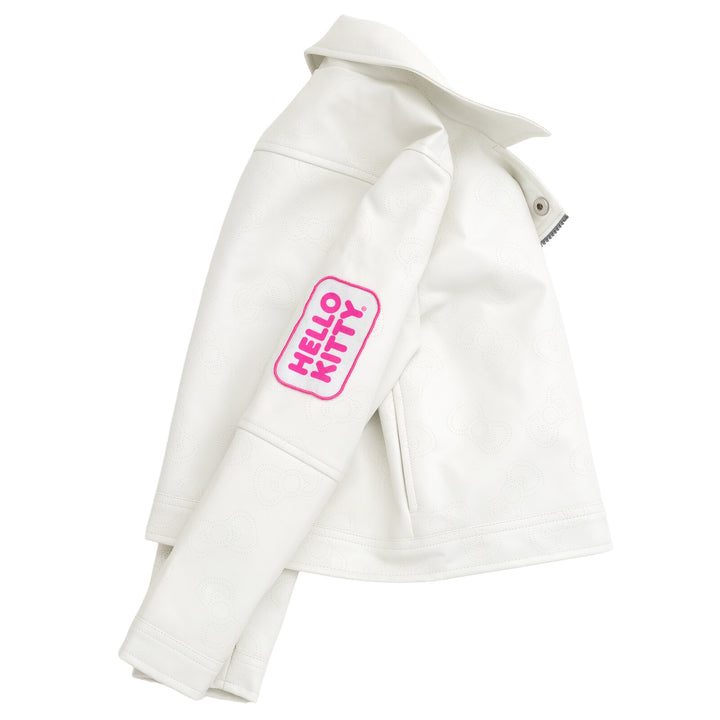 Hello Kitty Girls' Zip-Up Leather Jacket White