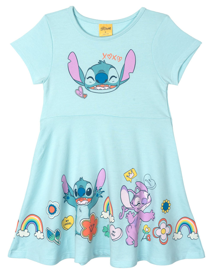 Lilo & Stitch Girls' Skater Dress and Scrunchie Set Angel Blue