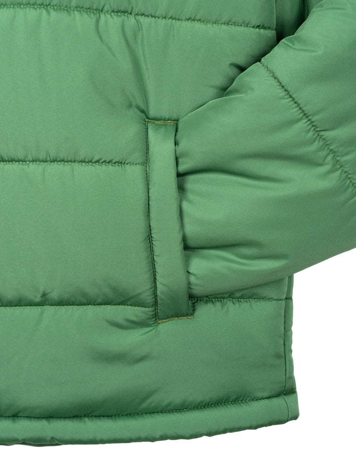John Deere Men's Hooded Puffer Jacket Green Logo