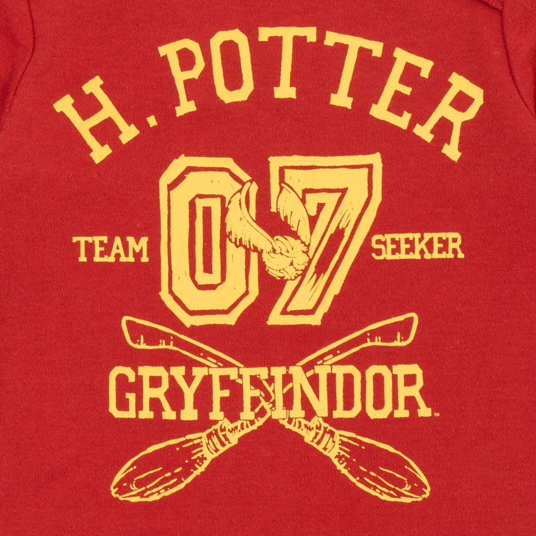Harry Potter Baby One Piece Long Sleeve Bodysuit 3-Pack Red Gold Heather Grey