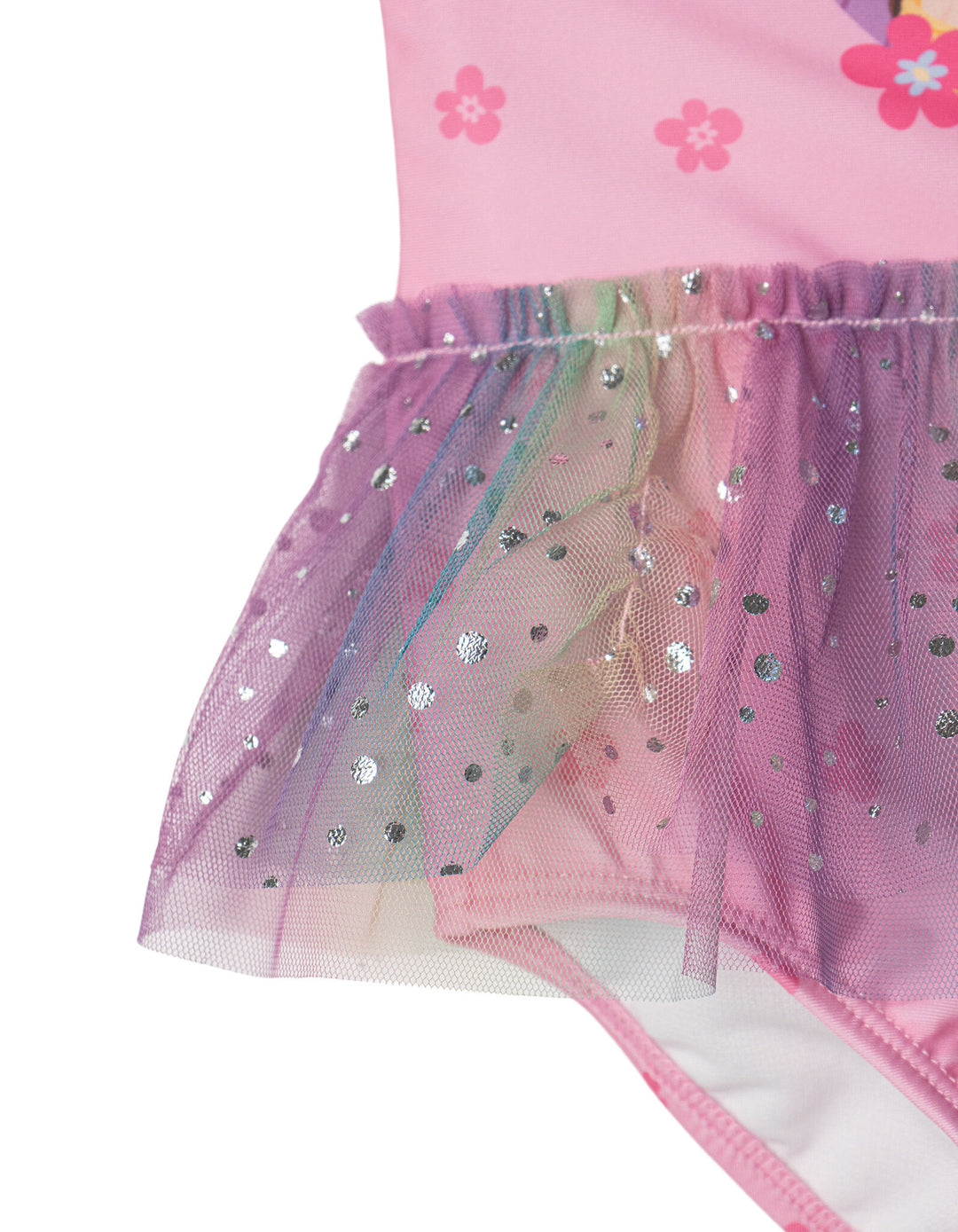 Disney Princess Girls' One Piece Bathing Suit Pink Pastel Rainbow