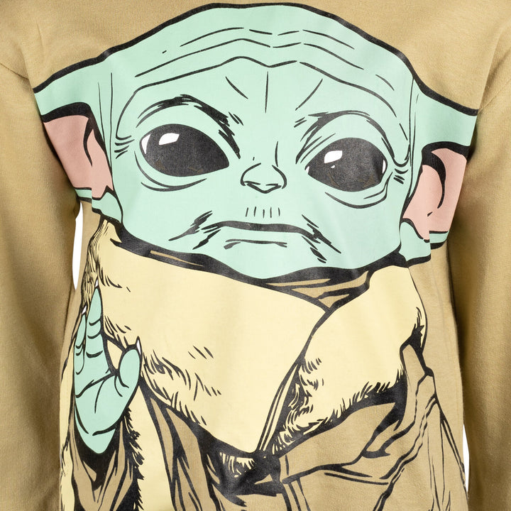Star Wars The Mandalorian Grogu Fleece Hooded Sweatshirt Tan