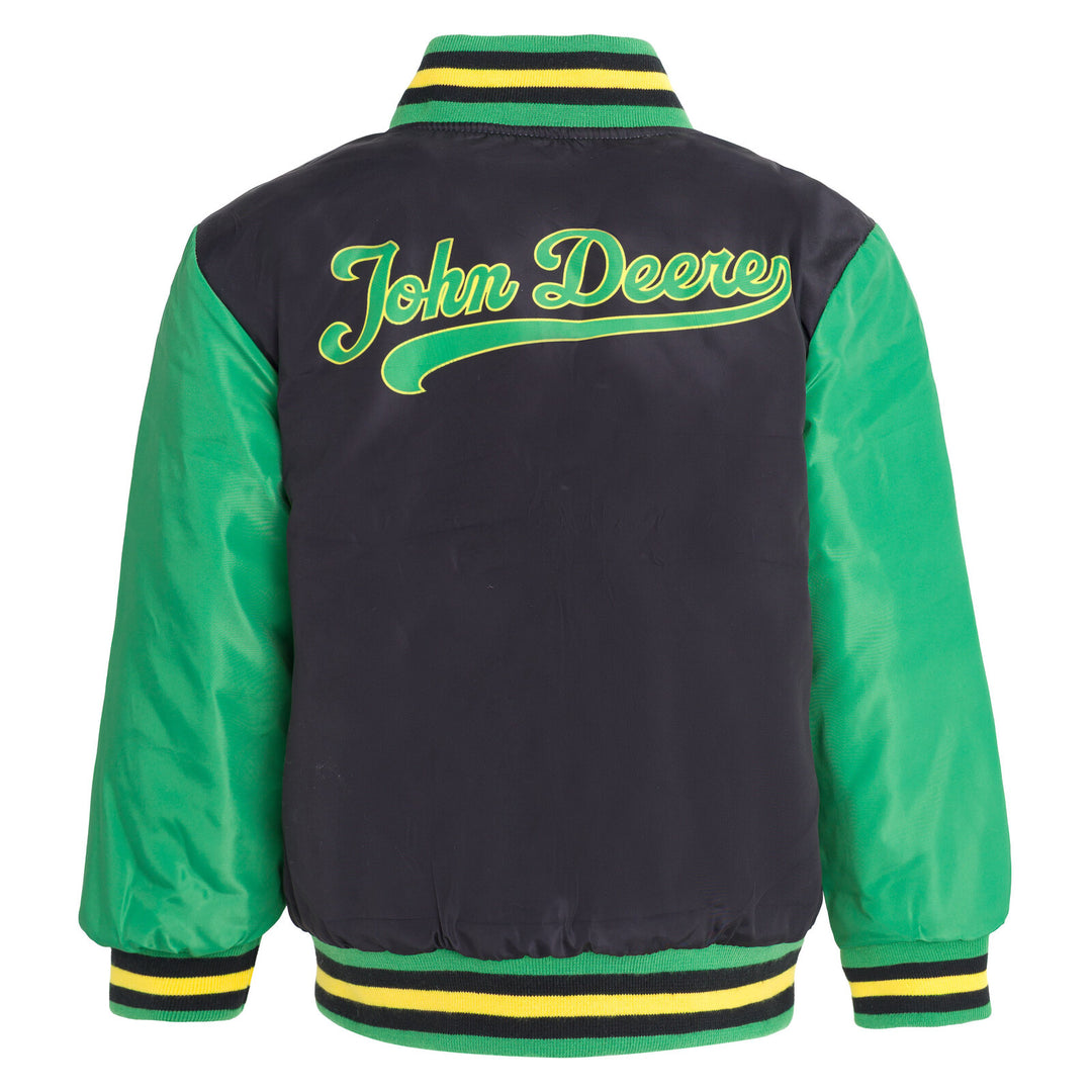 John Deere Boys' Varsity Bomber Jacket Green and Black