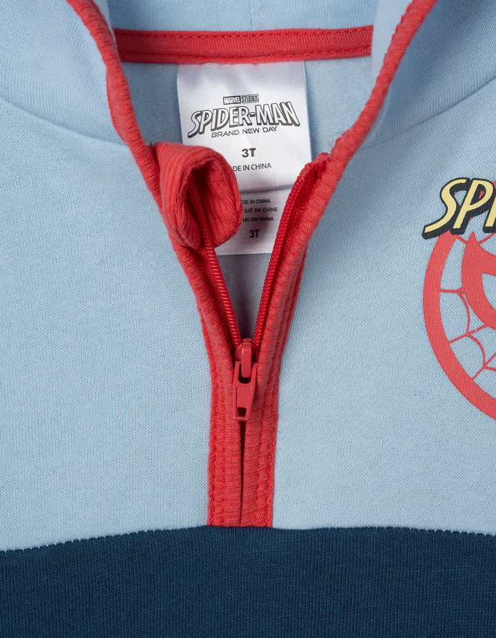 Marvel Spider-Man Boys' Fleece Quarter-Zip Hoodie Blue