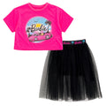 Barbie Boxy Drop Shoulder T-Shirt and Mesh Tulle Skort