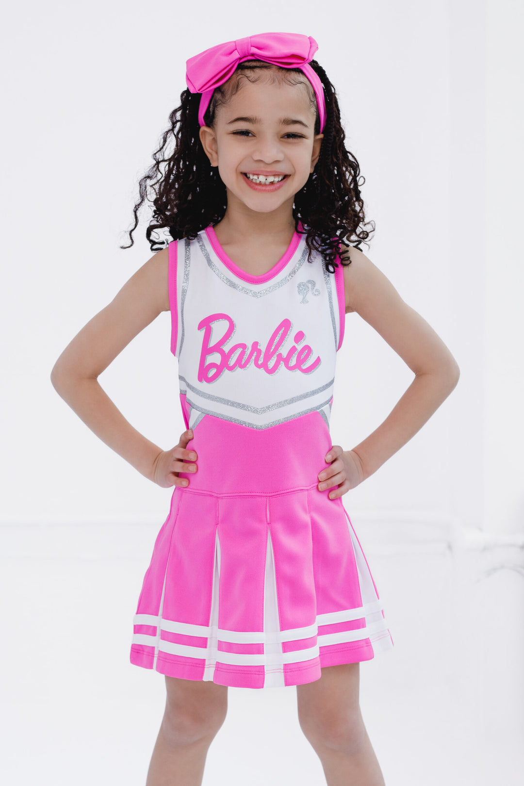 pink cheerleader dress Barbie Little Girls' Glitter Pleated Cheer Costume and Headband Outfit Pink White 7-8 : Target