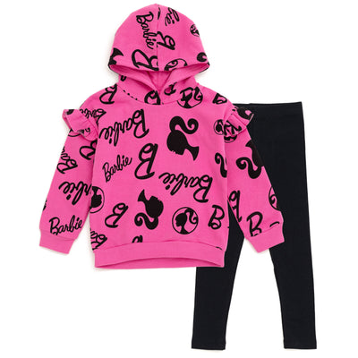 Barbie Drop Shoulder Pullover Fleece Hoodie and Leggings Outfit Set