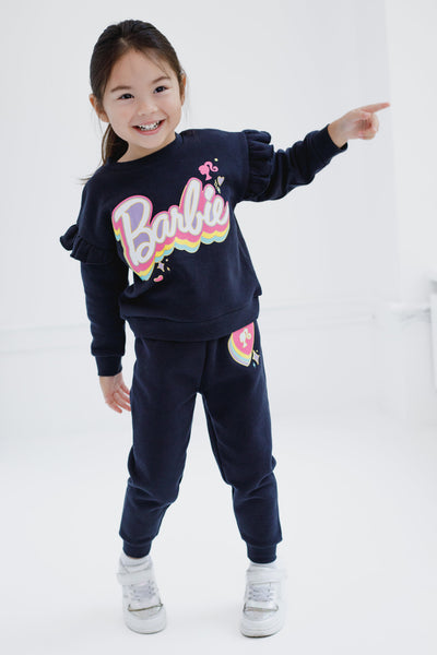 Barbie Fleece Drop Shoulder Sweatshirt and Jogger Pants Outfit Set