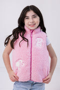 Barbie Girls Faux Shearling Zip Up Sleeveless Jacket Vest Little Kid to Big Kid
