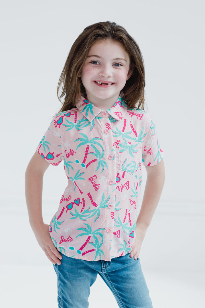 Barbie Hawaiian Button Down Dress Shirt