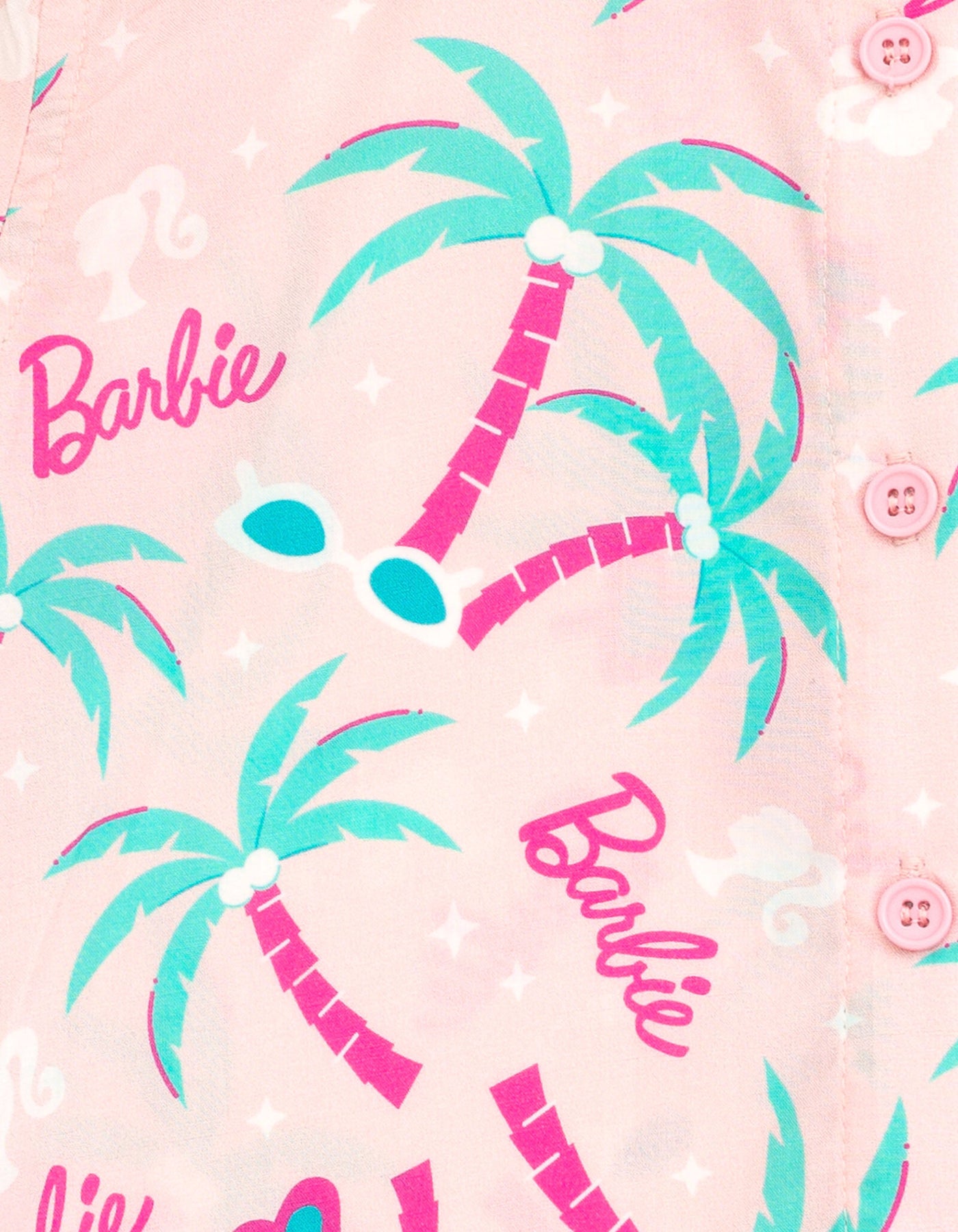 Barbie Hawaiian Button Down Dress Shirt