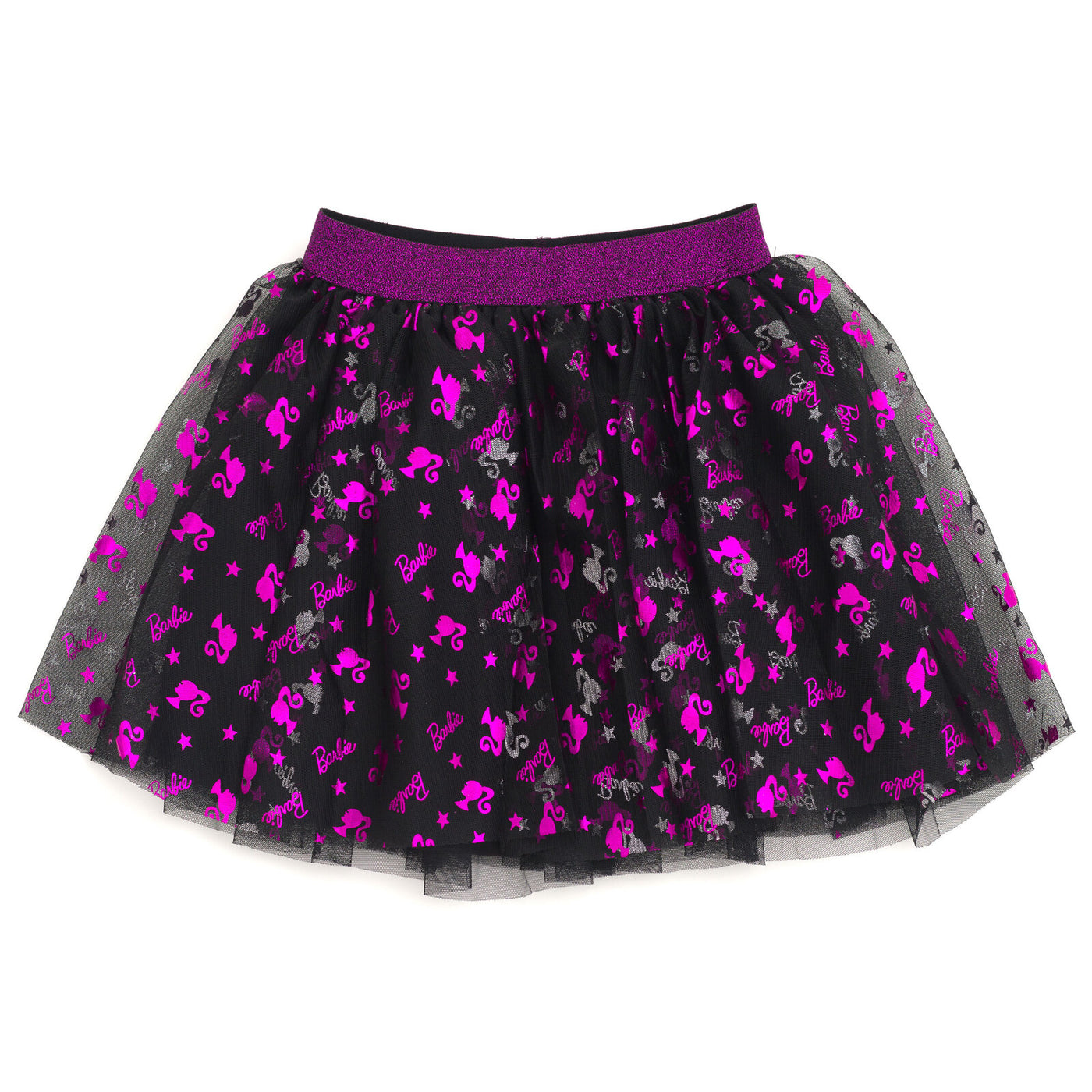 Barbie Metallic Print T-Shirt and Tulle Mesh Skirt