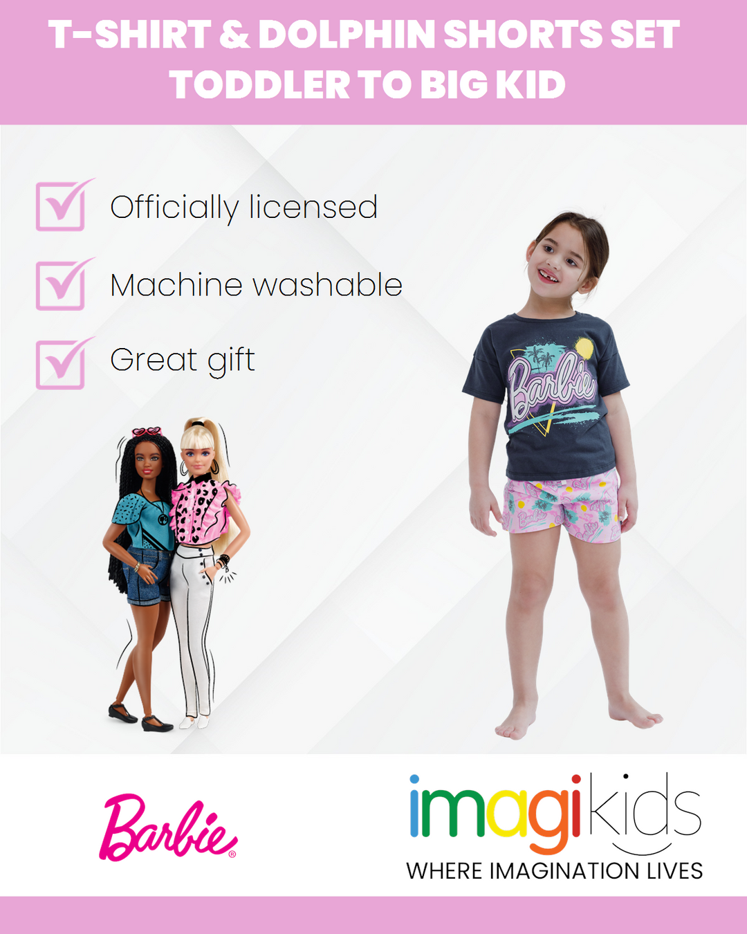 Barbie T-Shirt and Dolphin French Terry Shorts Outfit Set