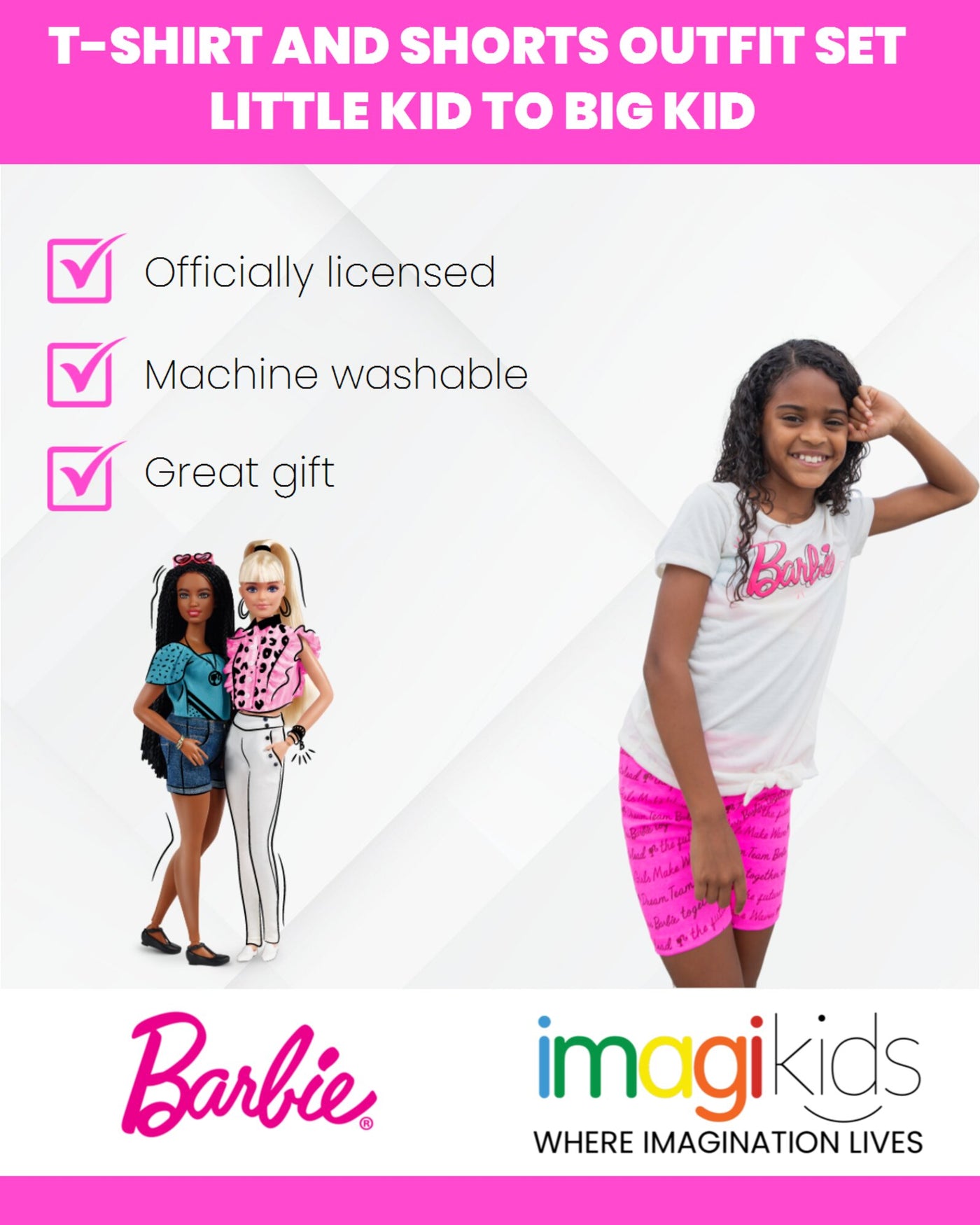 Barbie Knotted Graphic T-Shirt & Bike Shorts
