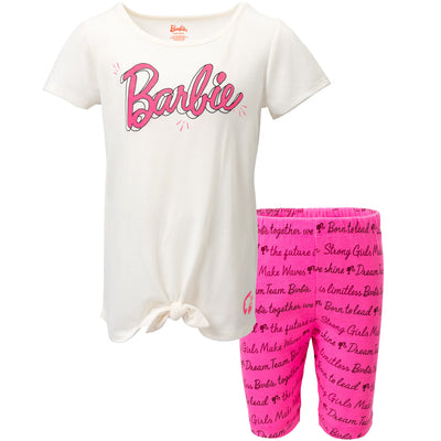 Camiseta gráfica anudada de Barbie y shorts ciclistas