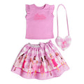 Barbie Tank Top, Satin Skirt and Crossbody Bag 3 Piece Outfit Set
