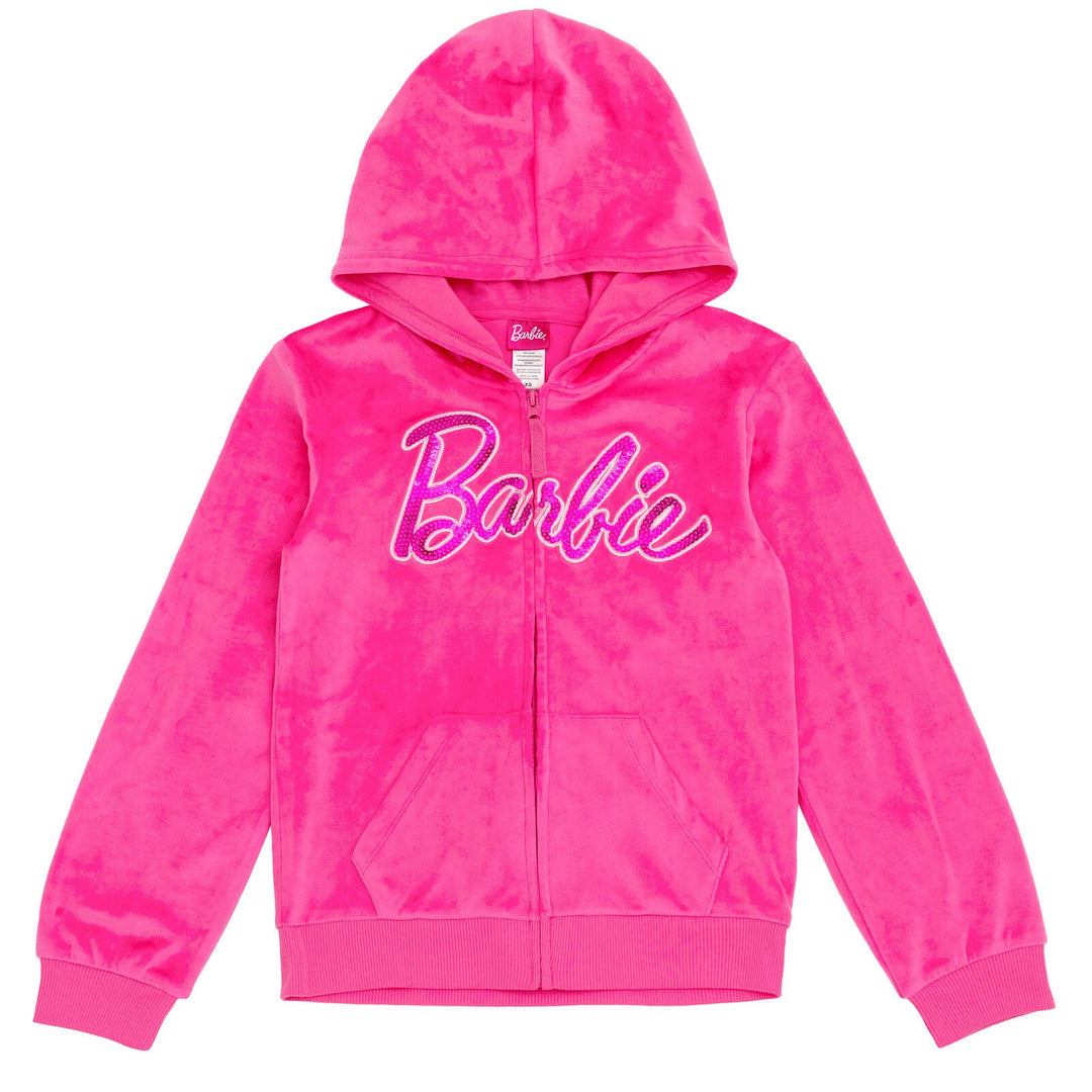 Barbie Velour Matching Family Zip Up Hoodie and Jogger Pants Outfit Set - imagikids