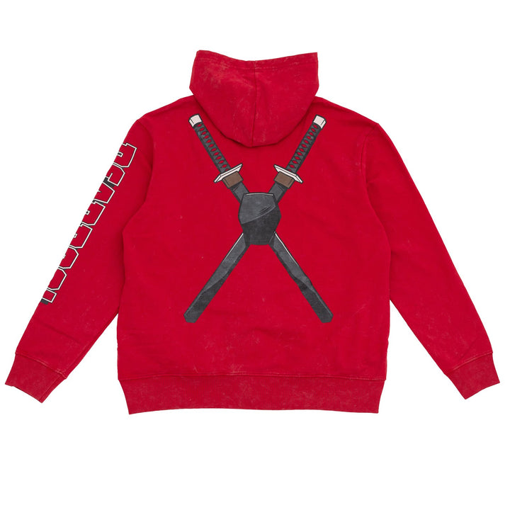 Deadpool Men's Marvel Deadpool and Wolverine Fleece Zip Up Hoodie Mineral Red