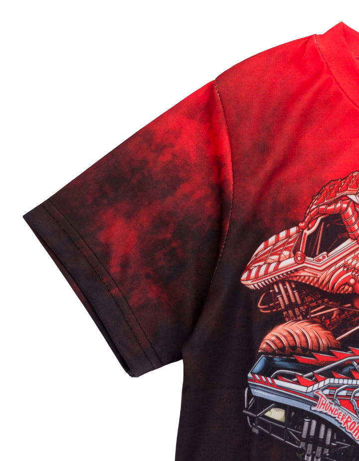 Monster Jam ThunderROARus Boys' Athletic Short Sleeve T-Shirt Red