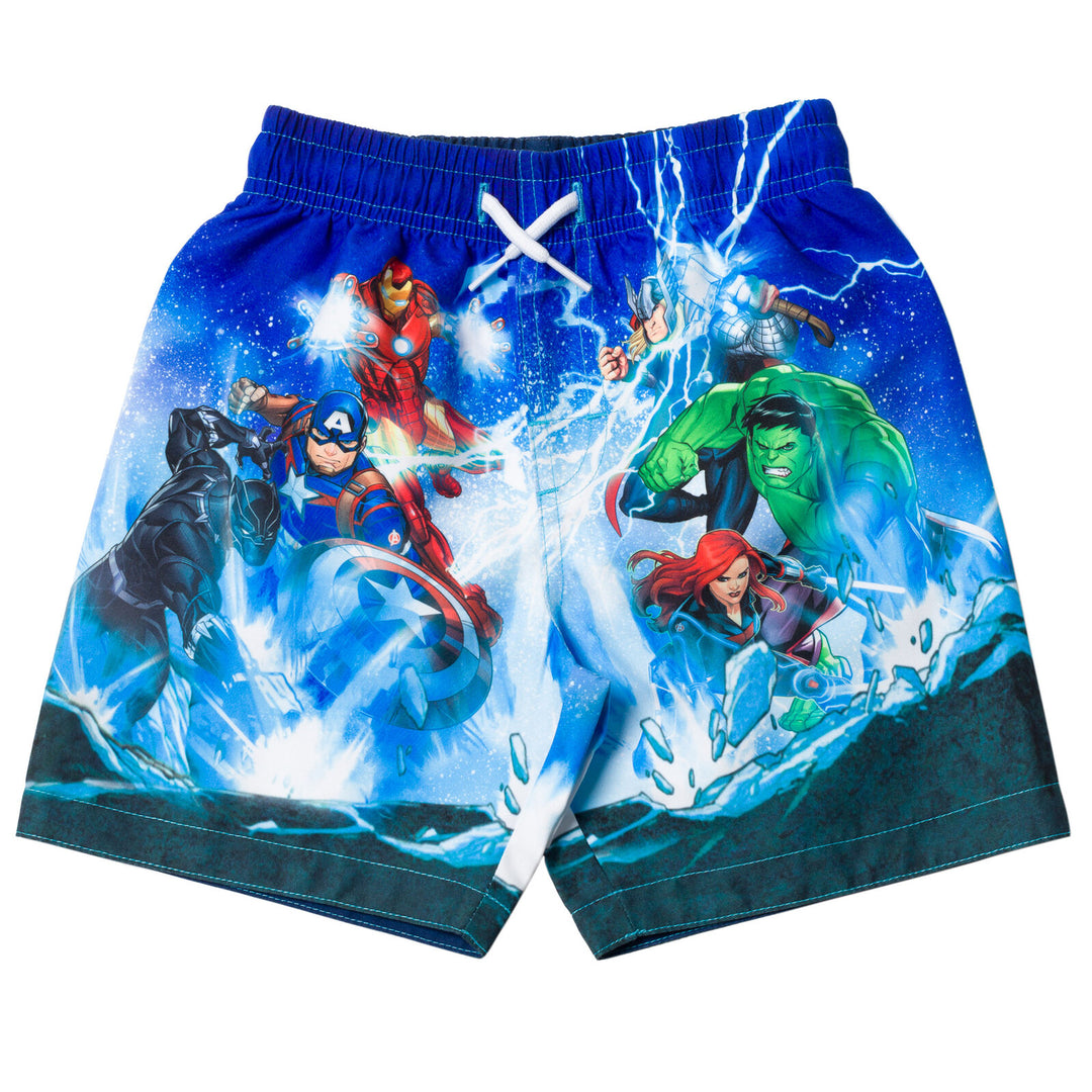 Marvel Avengers Boys' Quick-Dry Swim Trunks with Mesh Liner Royal Blue