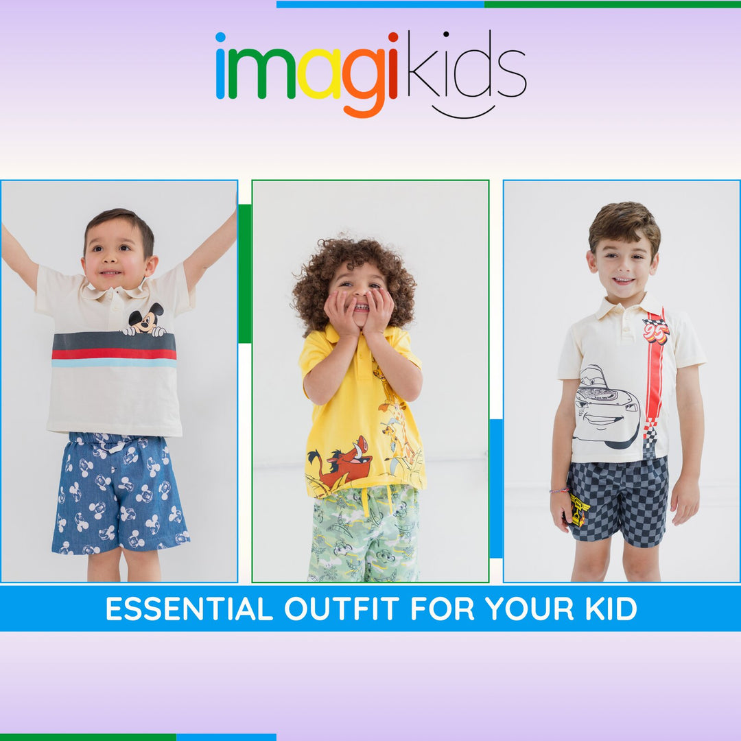 Disney Mickey Mouse Boys' 2-Piece Polo Shirt and Shorts Set Tusk Blue